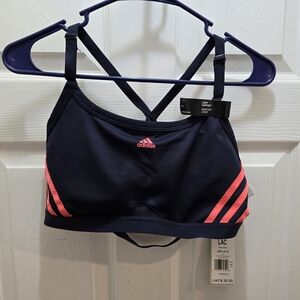 Adidas NWT Size Large A-C (Cup) LAC Navy and Coral Sports Bra Light Support